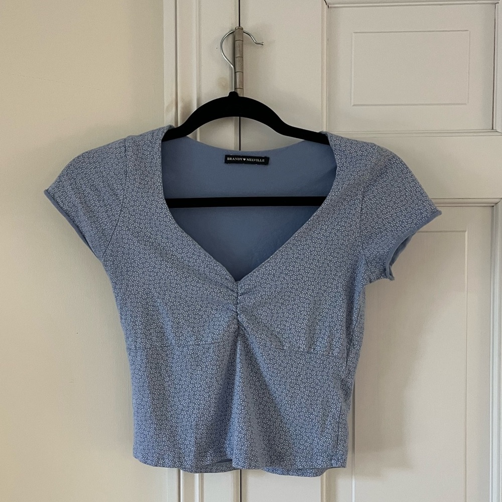 Brandy Melville Blue Floral Crop Top